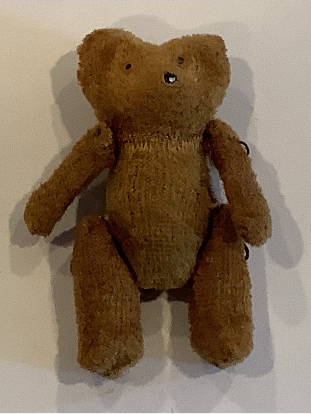Antique Miniature Dark Brown Teddy Bear Mohair Wool Jointed Brown Vintage 3 Inch